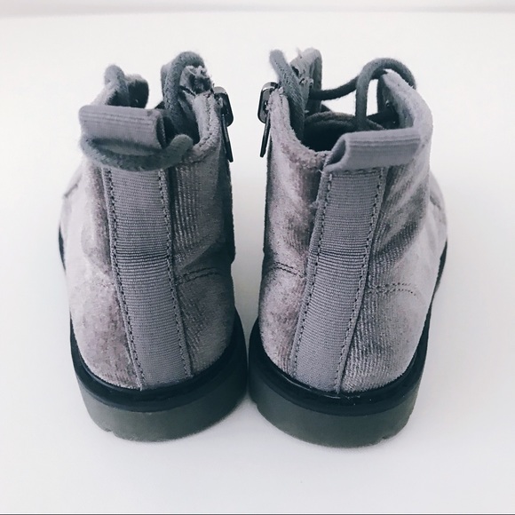 Capsule Collection Grey Velvet Combat Boots - Picture 2 of 5